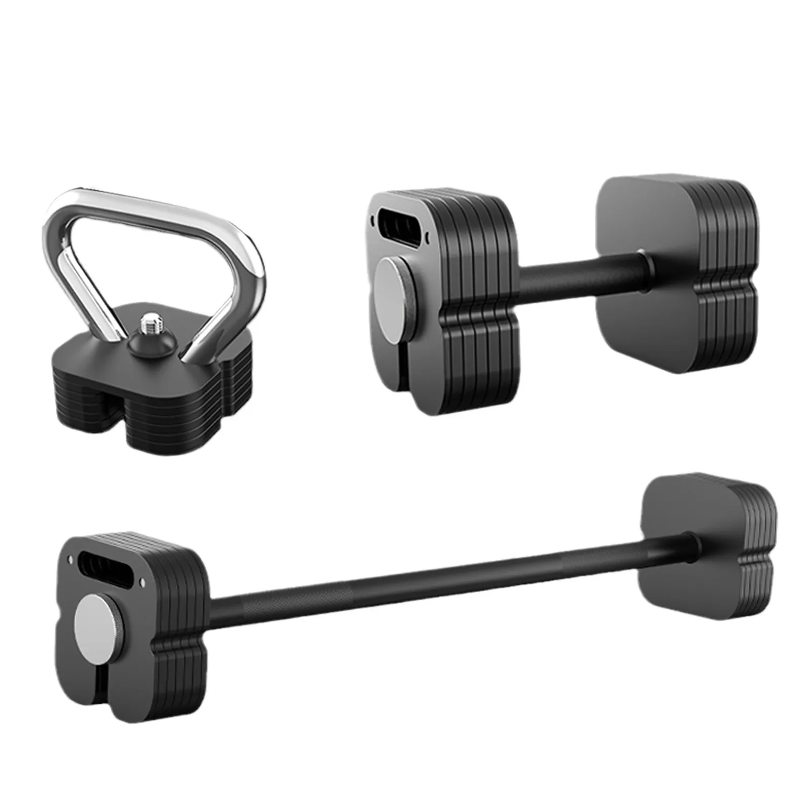 Men's Sports Fitness Pure Steel Adjustable Dumbbell Set Combination Set 4kg-49kg Quick Change 3-IN-ONE Kettlebells Barbells Set