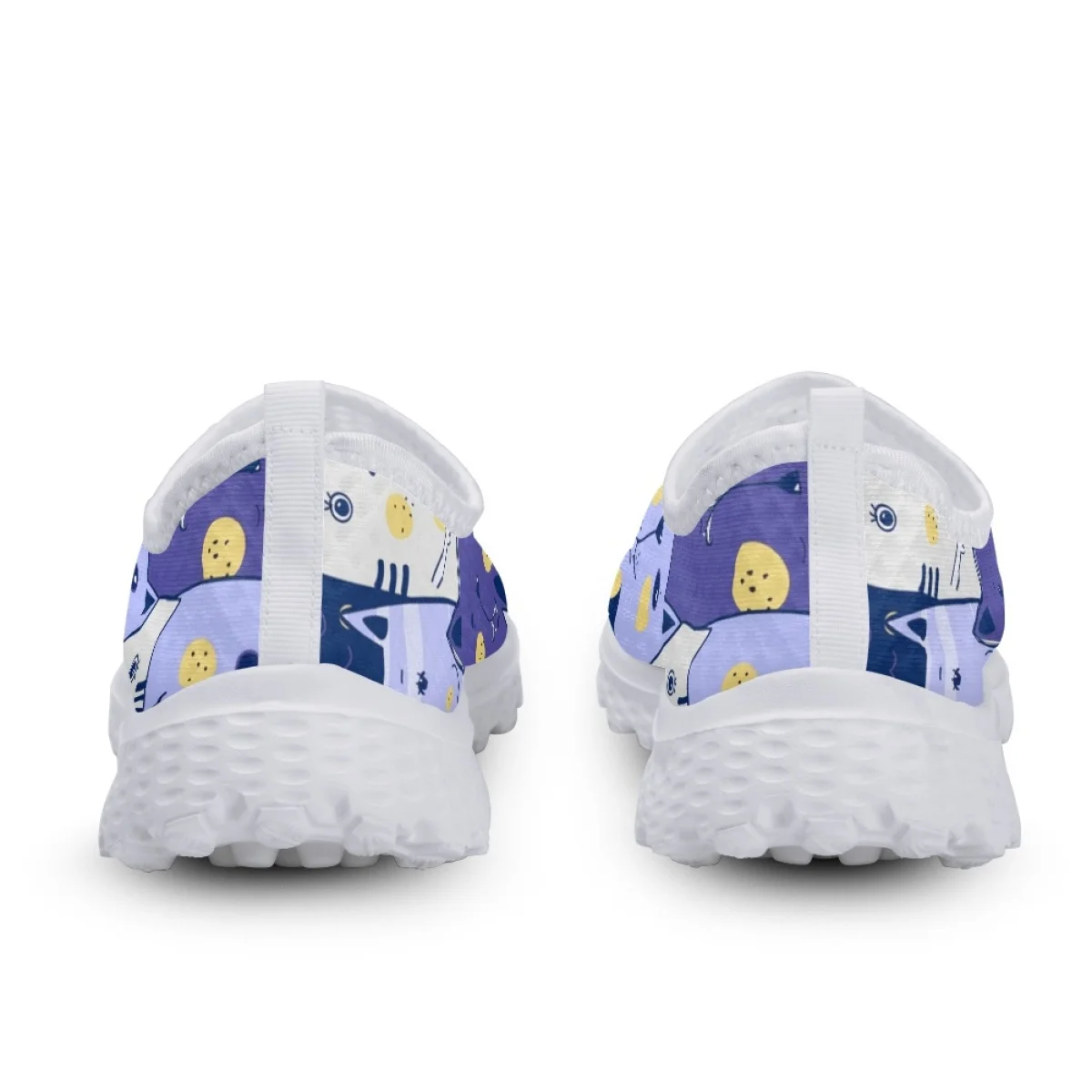 Kawaii Cat Cartoon Print Ladies Spring Summer Sneakers Dirt Resistant Round Toe Mesh Shock Absorbing Women Shoe Travel  Footwear
