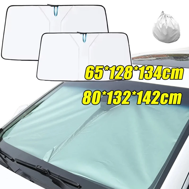 Portable Double-ring Sunshade For Car Front Windshield Sunshade Sunscreen Heat Insulation Silver Color Layer Waterproof Opaque