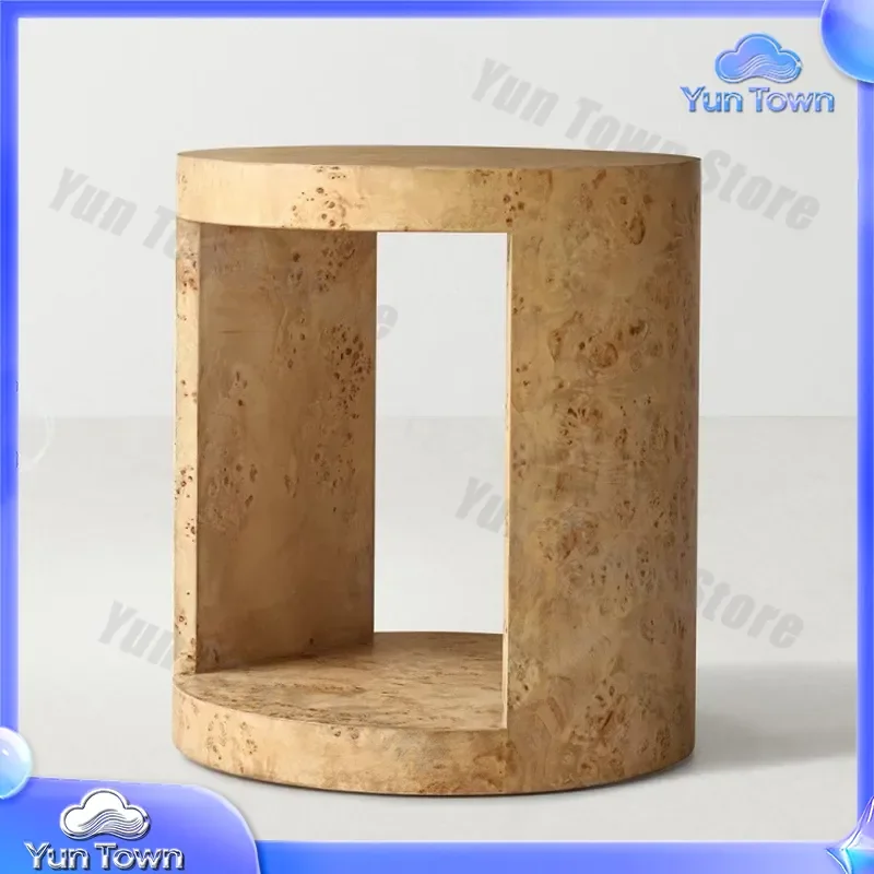 for American all-solid wood rural light luxury round bedside table for tree tumor skin living room sofa side table modern