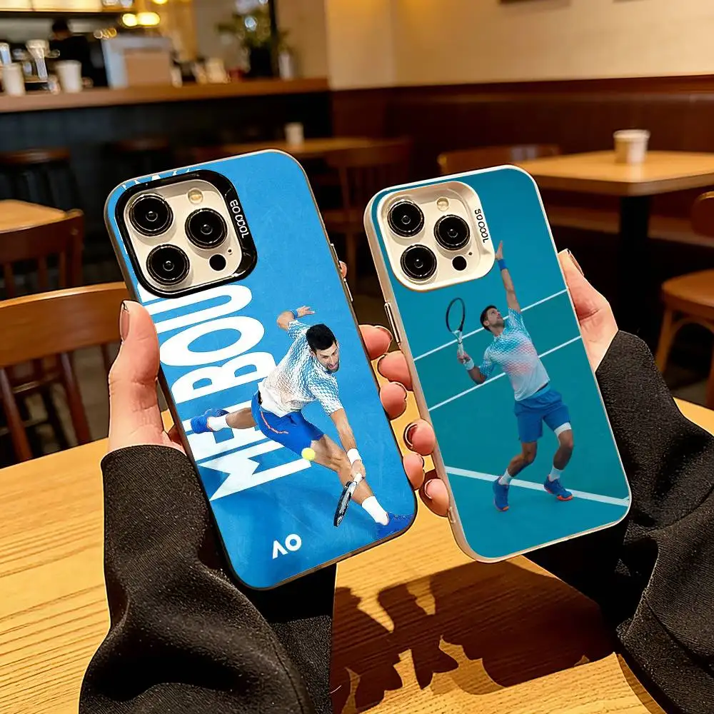 

N-Novak Tennis Legend D-Djokovic Phone Case For iPhone 17,16,15,14,13,12,11 Plus,Pro Max,XS,Colored Silver Plated Inside Cover
