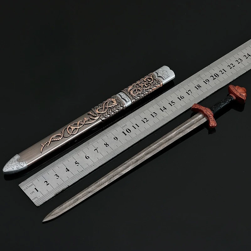 Espadas antiguas chinas de 22 CM, espada Wei Jing, modelo artesanal de Metal, adornos de escritorio coleccionables, regalo de cumpleaños creativo para novio