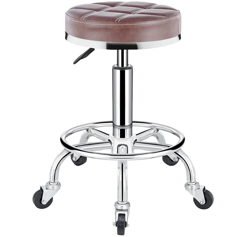 

High Leg Small Round Stool Movable Simple Bar Chair Wholesale Beauty Liftable Swivel
