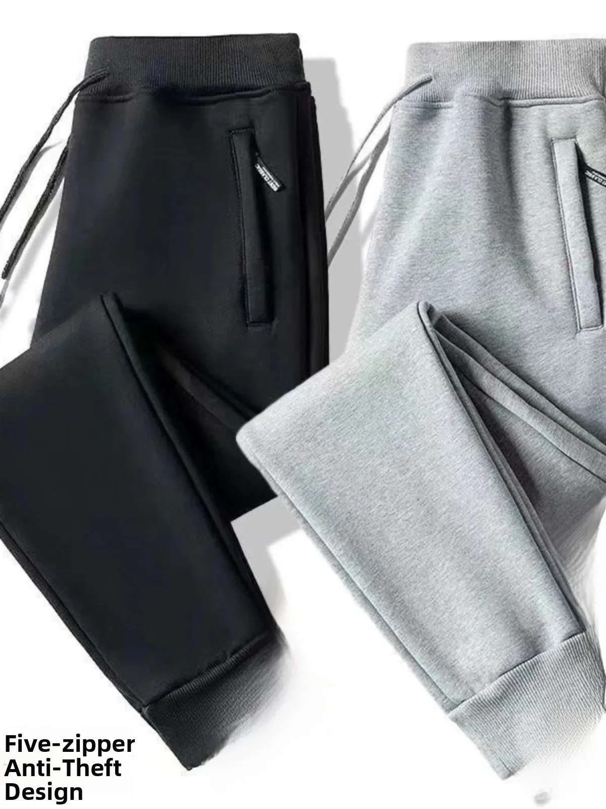 Men's Winter Thickened Fleece Lined Casual Pants Loose Fit Youth Large Size Warmth Retaining Sports Long Trousers