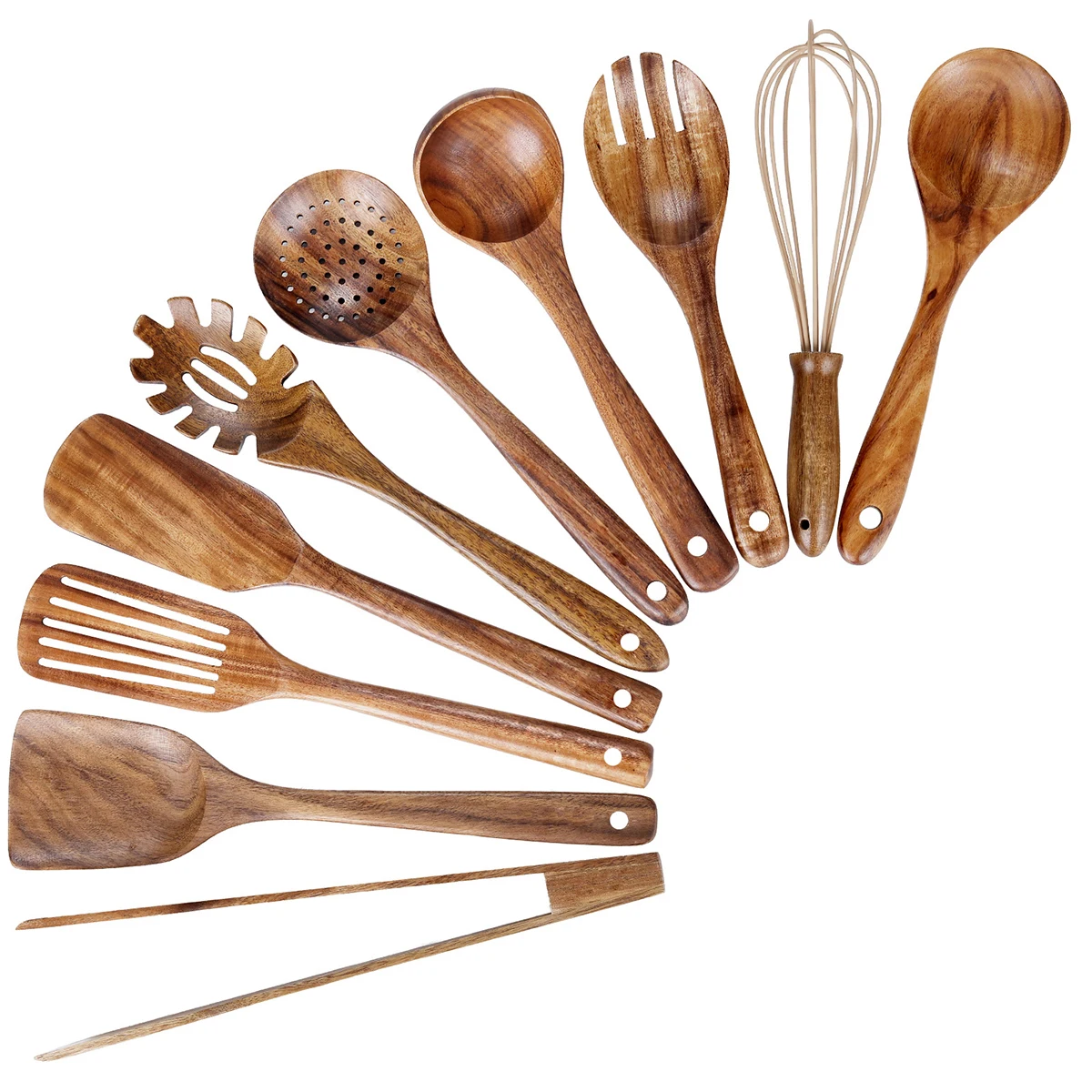 

10pcs Wooden Kitchen Tools, Wooden Cooking Set, Wood Non-stick Cooking Spatula Spoon Turner