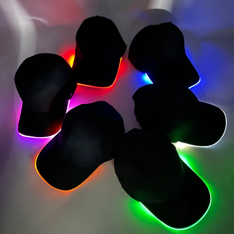 Flashing LED Light Hip-Hop Luminous Hat Adjustable Baseball Cap Bar Party Stage Performance Supplies Illumination Cap
