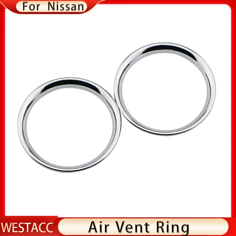 2PCs A/C Air Vent Outlet Ring for Nissan Micra March K13 Versa Sunny Almera Latio 2011-2017 Cover Trim Frame Sticker Accessories