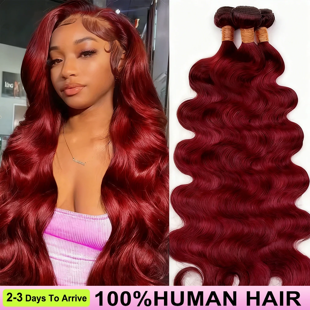 

Наборы волос 99j Burgundy Body Wave, 30-40 дюймов, винно-красные, бразильские, 100% натуральные, необработанные, для женщин.