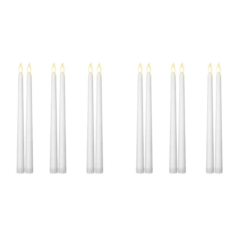 プレミアム12xロングクリスマスledキャンドル、炎のない先のとがったキャンドルライト、電池式教会用揺らめくキャンドルライト