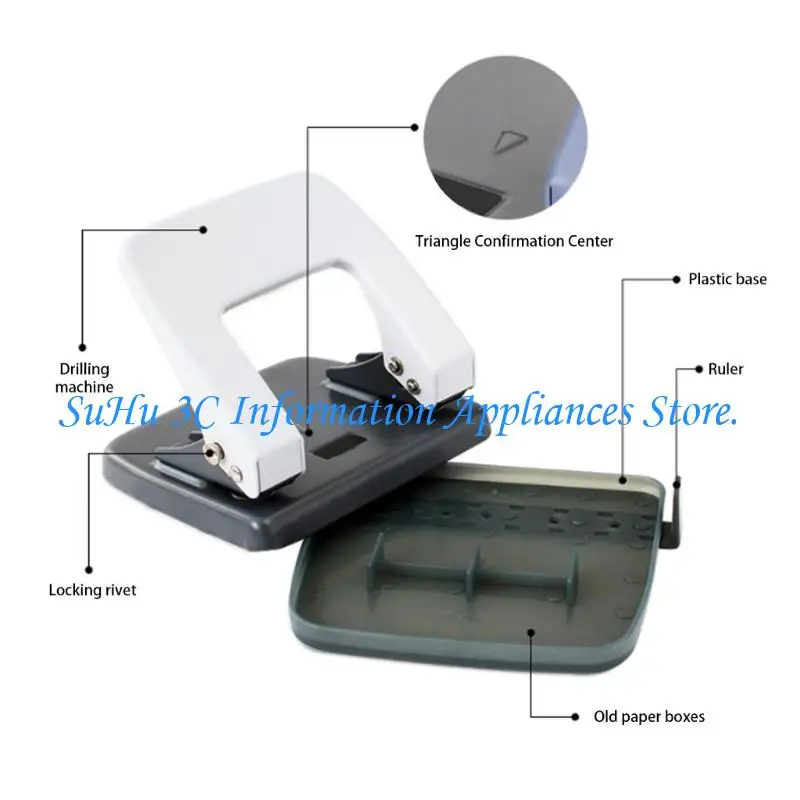 Circle Punches Paper Puncher for Notebook Scrapbook, 20 Sheets Capacity 2 Hole Punches Handheld Loose Paper Puncher