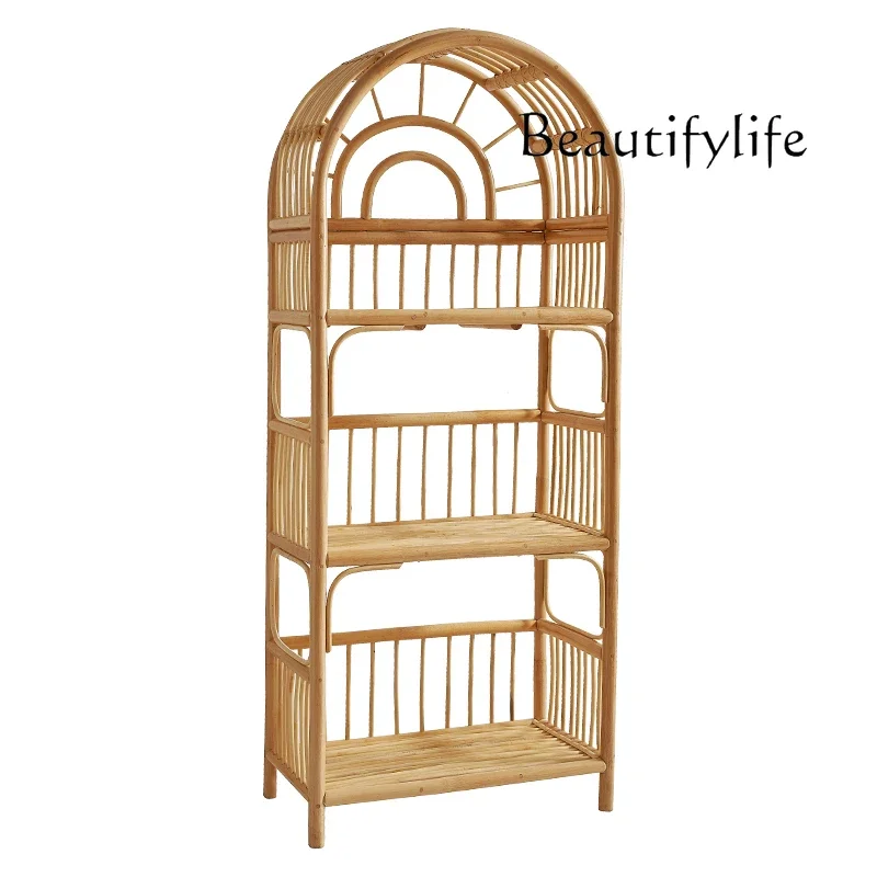 I Rattan Home Stay Scaffale per libri Sud-Est asiatico Rattan Art Floor Storage Scarpiera Scaffale di stoccaggio giapponese