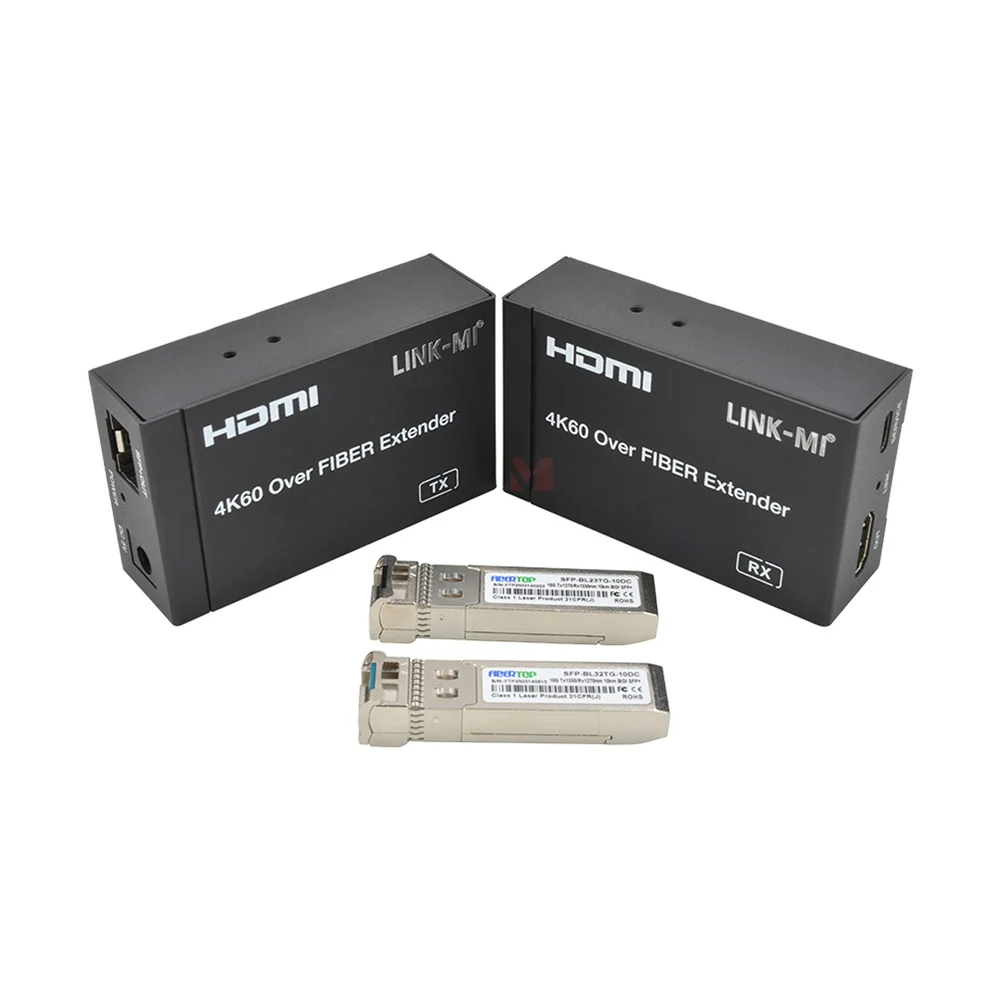 

Professional 4K for HDMI 2.0b Extender Single Mode Fiber SFP 10km 4K60Hz HDR ARC HDCP 2.2 DTS-HD Support Video Splitters