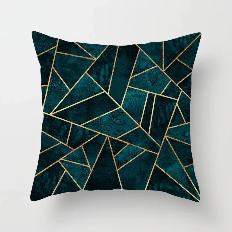 Flower Leaves Pattern Throw Pillow Case Teal Blue Cushion Covers for Home Sofa Chair Decorative Pillowcases