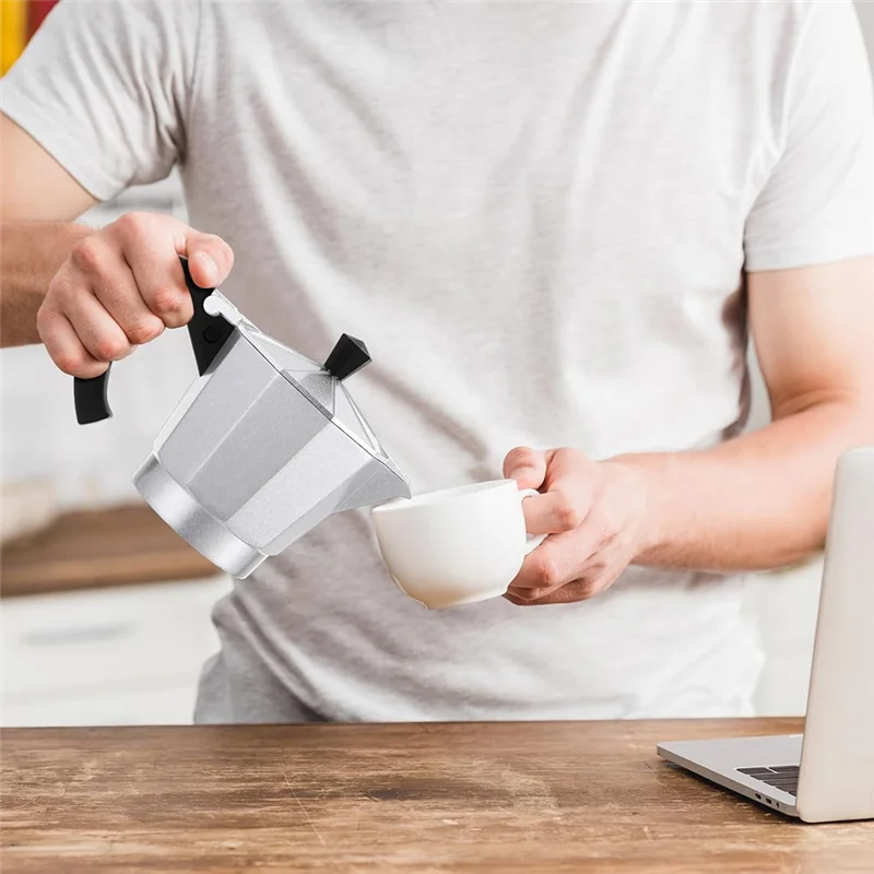 

ABXF-Кофейник, 6 чашек, электрическая кофеварка для эспрессо, итальянская кофеварка для мока, 300 мл, портативный мока-горшок со съемным основанием, вилка европейского стандарта