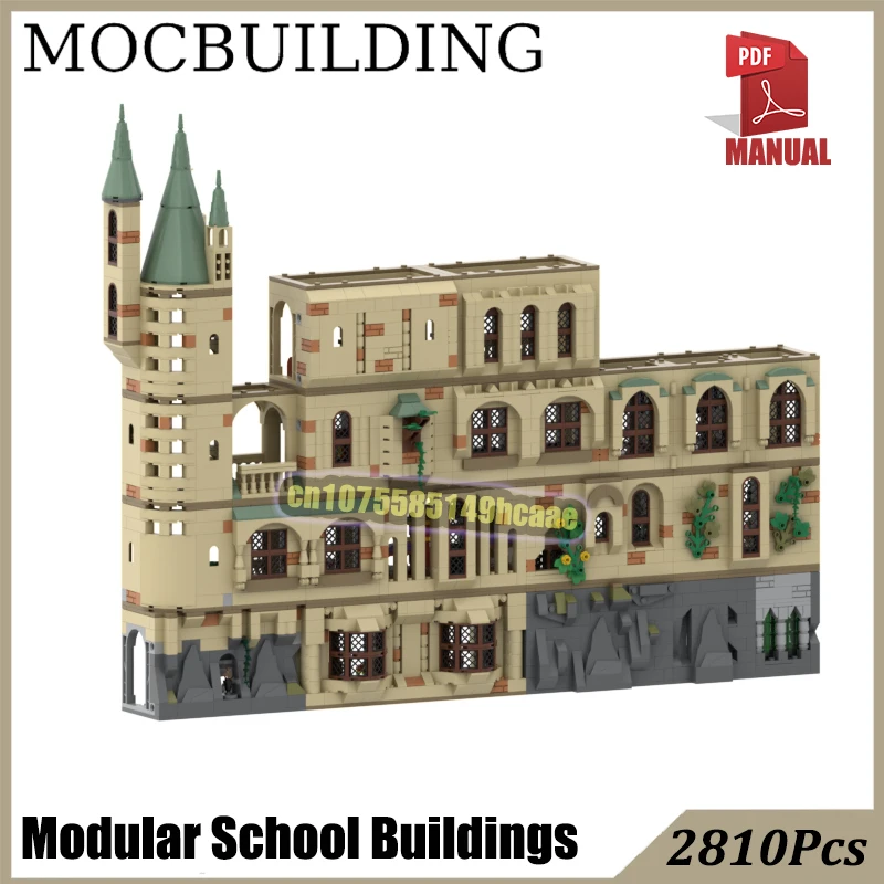 Modulaire schoolgebouwen Gemeenschappelijke kamer Bibliotheek Hal Middeleeuws kasteel MOC Bouwsteen Bakstenen Toveren Constructiespeelgoed