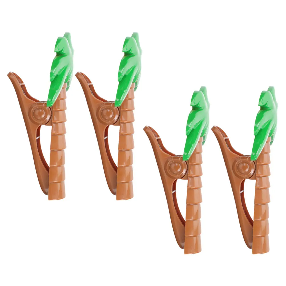 

4 Pcs Coconuts Tree Shaped Beach Towel Clips Windproof Plastic Chair Holders for Pool Lightweight Strong Practical Portable