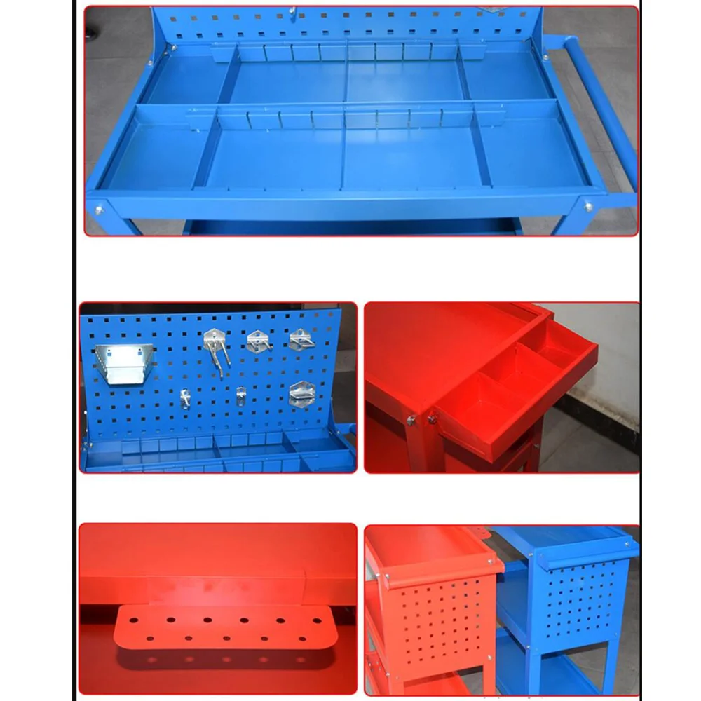 Carrello portautensili a tre strati in acciaio per parti di automobili per riparazione automobilistica e officina piccolo carrello per impieghi