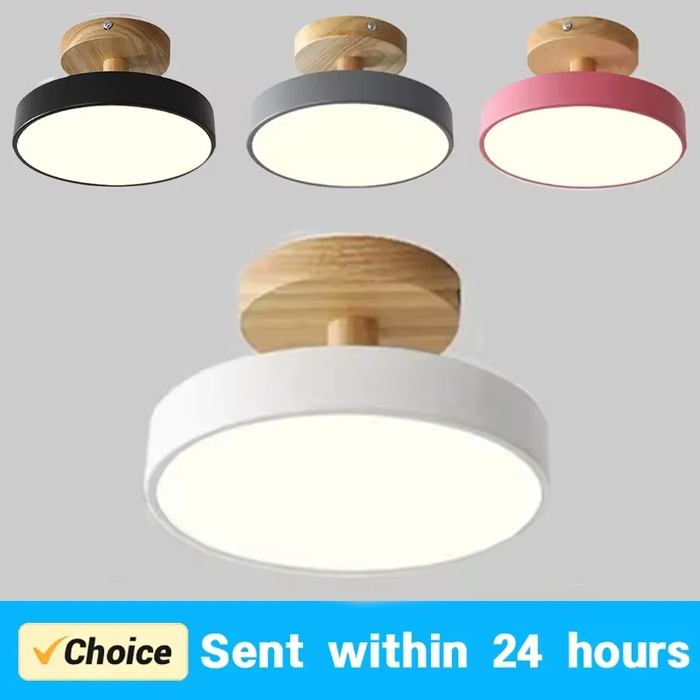 

Modern LED Ceiling Lamp for Living Room Bedroom Restaurant Wood Round Macaron Ceiling Lights Indoor Home Minimalist Lighting