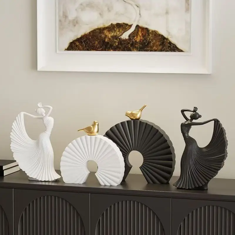 Resin Abstract Dance Girl Sculpture Character Art Ornament Desktop Wine Rack Home Decor Figurine