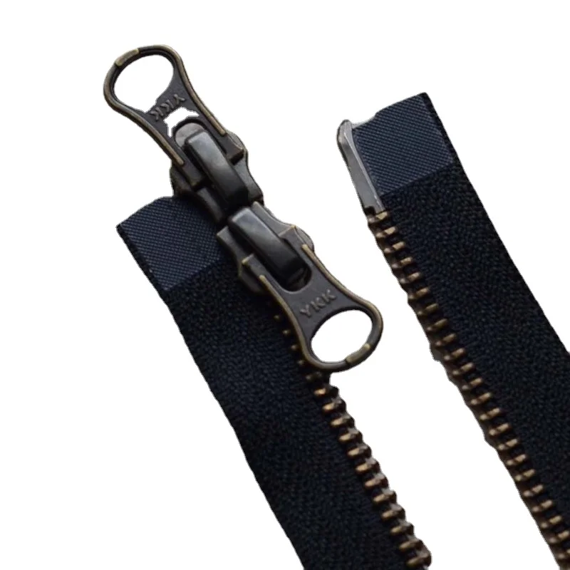 5# 75cm 80cm Vintage YKK Metal Zipper Black Bronze Double Open End Two-way Fastener Jacket Sewing Accessory Wholesale