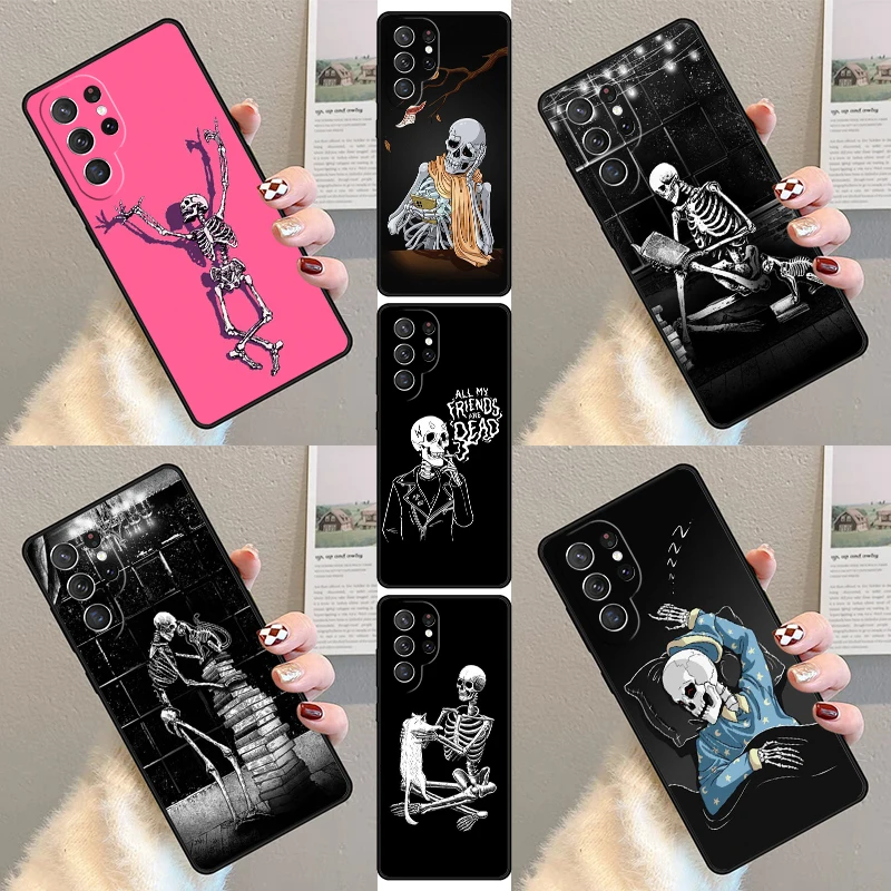 

Эстетический чехол для телефона со скелетом для Samsung Galaxy S23 S21 S20 FE S24 S25 S22 Ultra Note 10 20 Plus, силиконовый чехол