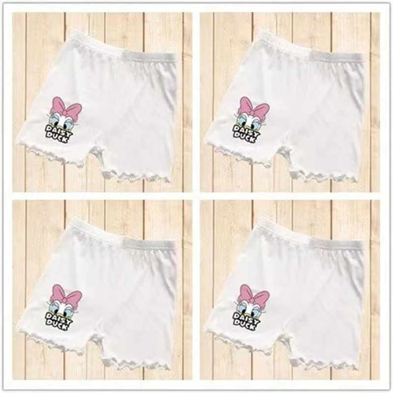 4 قطعة السراويل سلامة الفتيات الصيف الاطفال الكرتون ديزي بطة طباعة فتاة الملابس الداخلية الصلبة يغطي الرجل الملاكم موجز الأطفال الشاطئ بانت 1-12T #3
