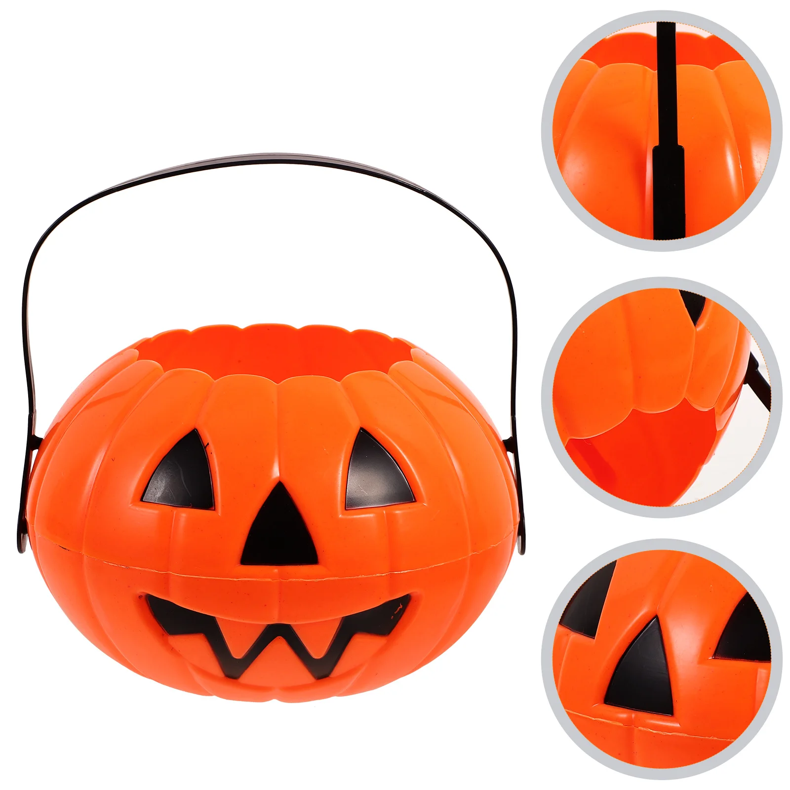 Halloween Pumpkin Bucket Treat Pails Kids Snack Storage Buckets Plastic Foldable