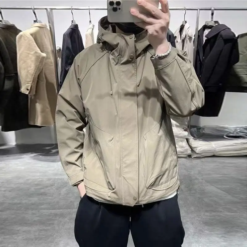 

Мужская уличная куртка с капюшоном, осенне-зимняя, модная, новая, простая, универсальная, рабочая, ветрозащитная, из ткани Оксфорд, с длинными рукавами, на молнии