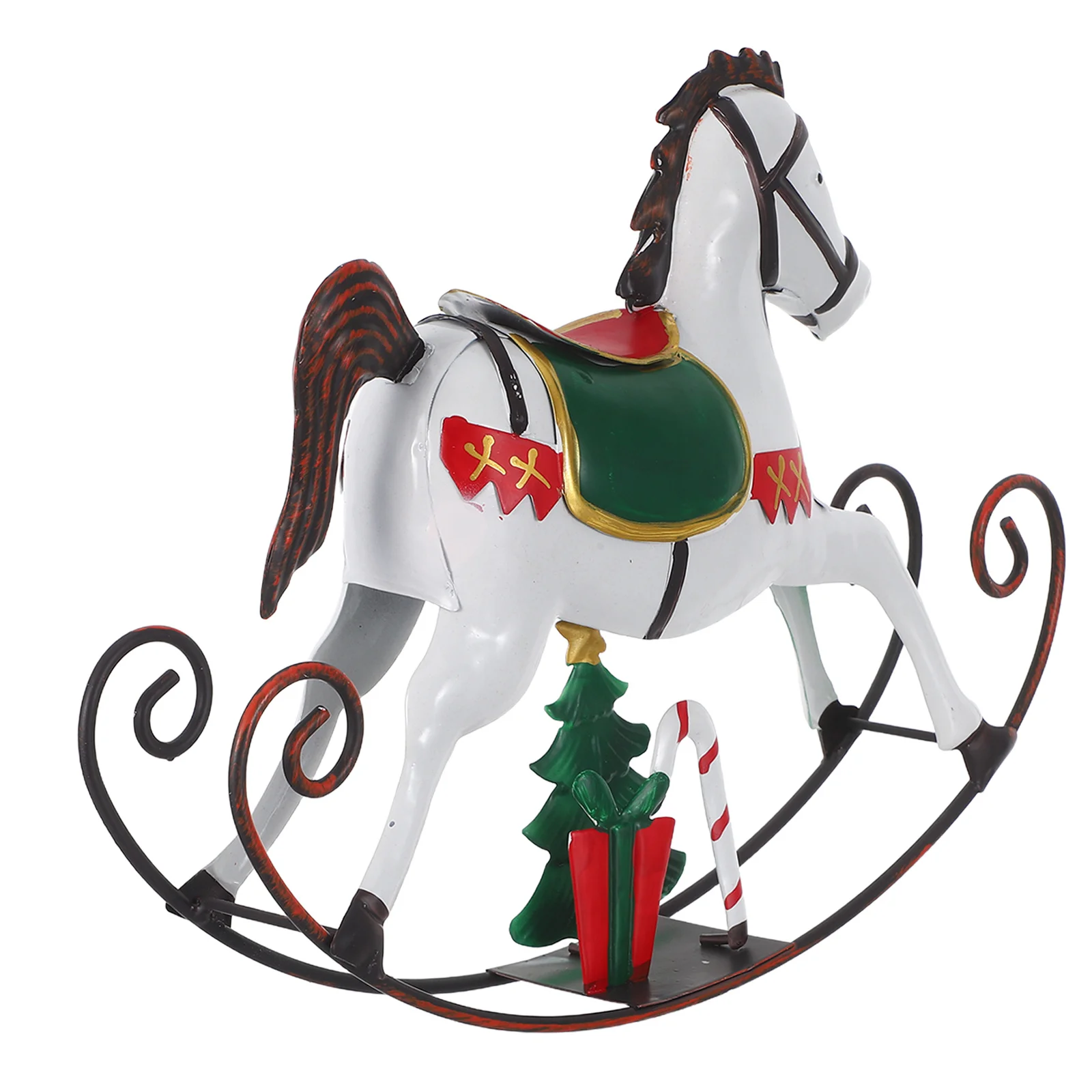 

Vintage Iron Rocking 12Cm Christmas Table Decor Retro Horse Sculpture Animal Ornament For Home Holiday Display Small Horse Craft
