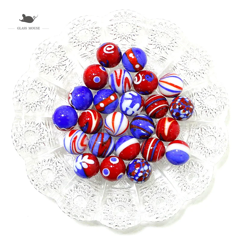 24Pcs 16MM Custom Rare Murano Glass Marbles Ball Craft Ornament Game Pinball Toys Creative Xmas New Year Birthday Gifts For Kids