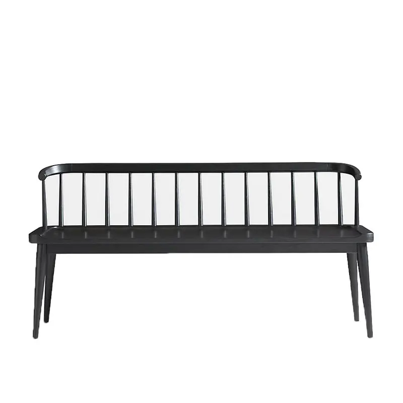 Nordic Solid Wood Dining Bench with Backrest, Windsor-Style Oak Bench for Living Room & Dining Table Set