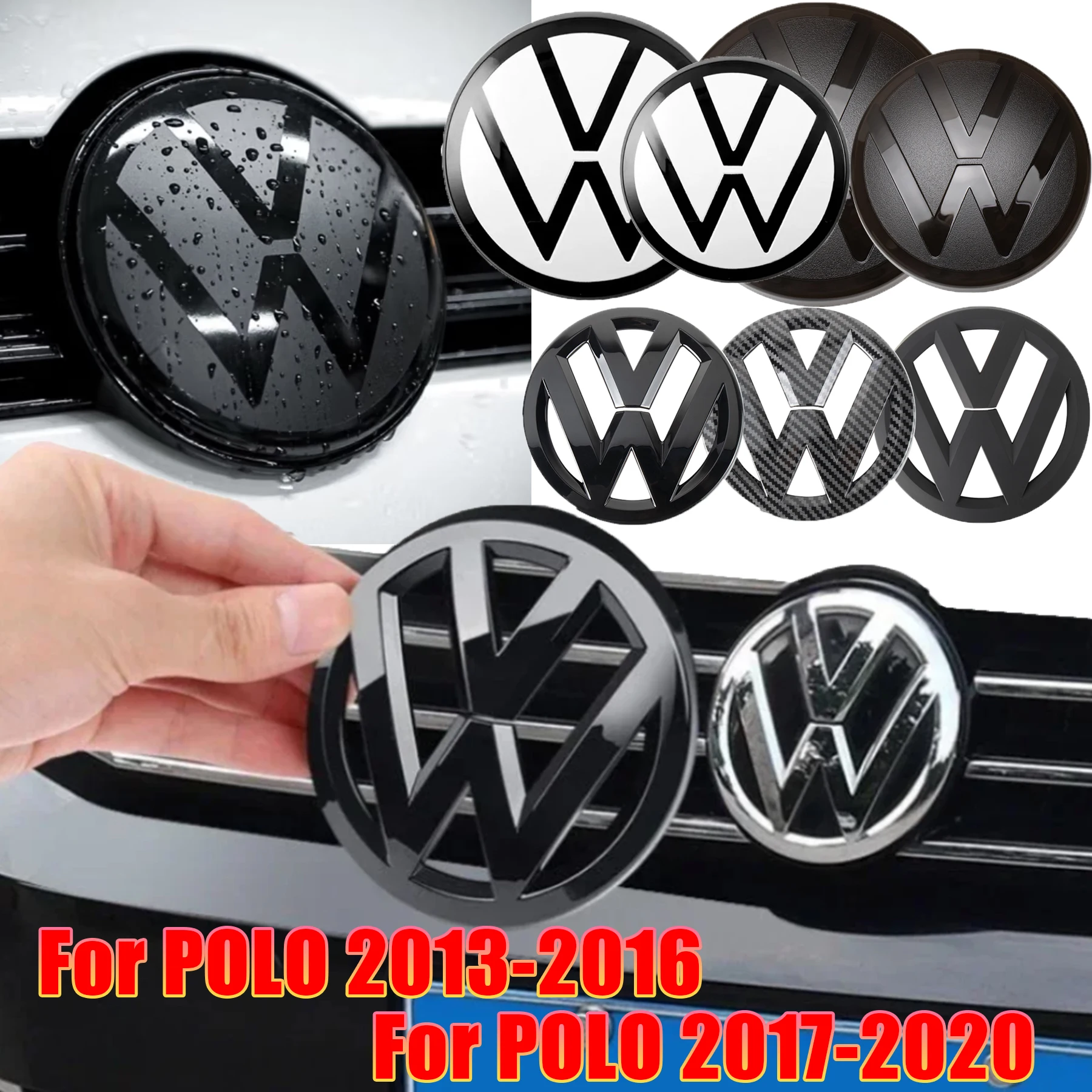 1Set Volkswagen Polo 2013-2016 2017-2020 For Car Front Radiator Grille Logo Decoration Cover Rear Trunk Lid Badge Sticker Decal