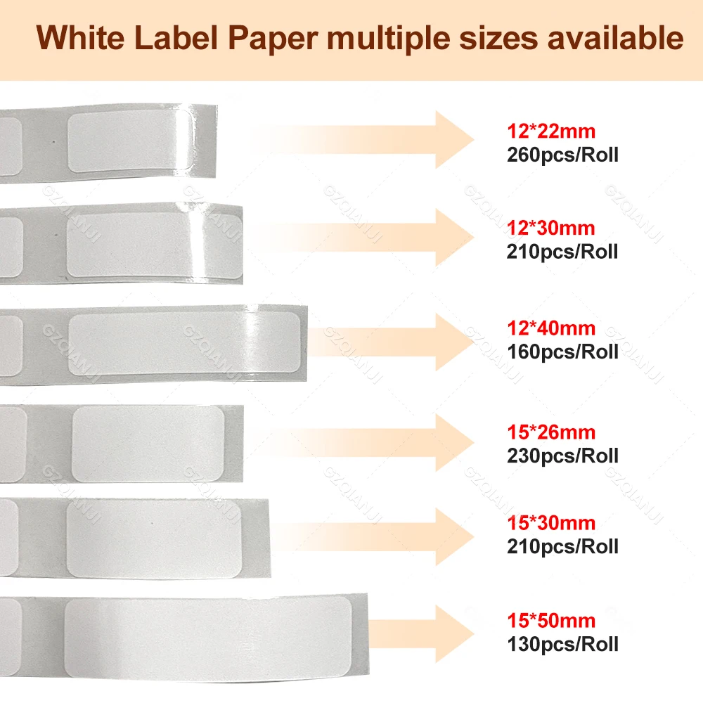 Pure Color Self-adhesive Label Sticker for Niimbot D110 D101 D11 Label Maker 12-15mm Width Waterproof Food Clothing Price Print