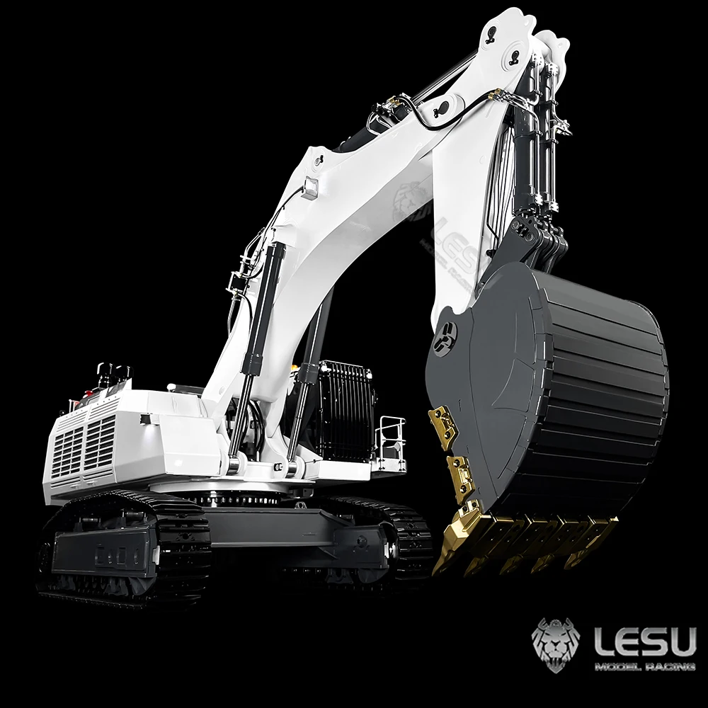 LESU 1/14 Metal RC excavadora hidráulica doble bomba máquina pesada AOUE 9150 Control remoto coche de construcción PL18EV Lite Liebherr