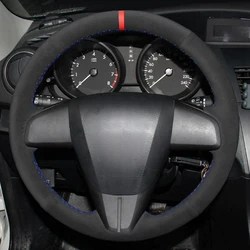DIY Black Suede Leather Braid Car Steering Wheel Cover For Mazda 3 Axela 5 6 CX-7 CX-9 MAZDASPEED3 (US) 2010 2011 2012 2013