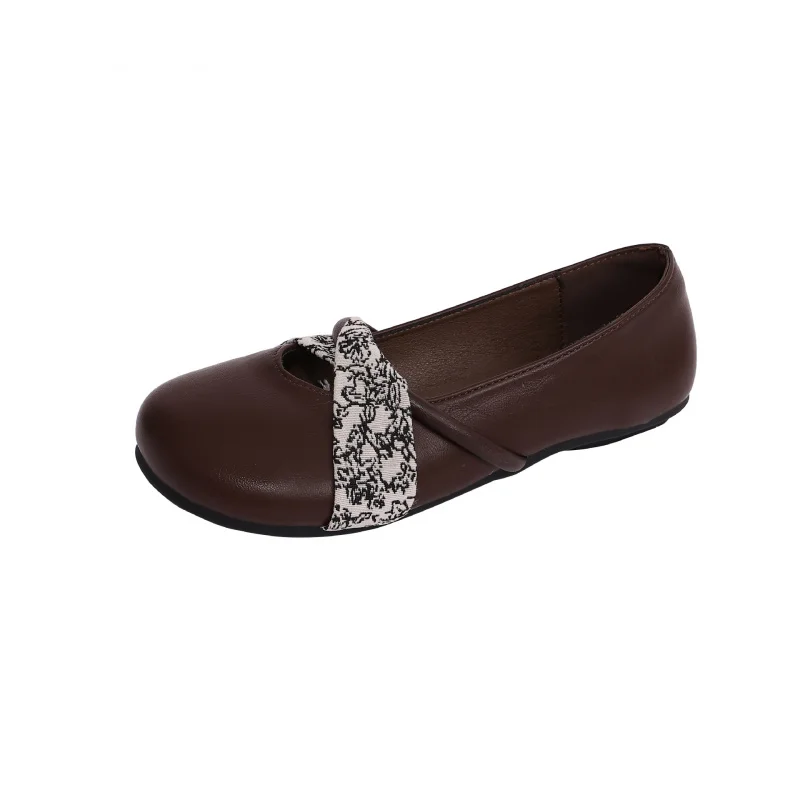 2025年秋新作 ソフトソール レディース フラットシューズ リボン飾り レトロ ラウンドトゥ スリッポン ローファー 多用途 通勤靴 女性用