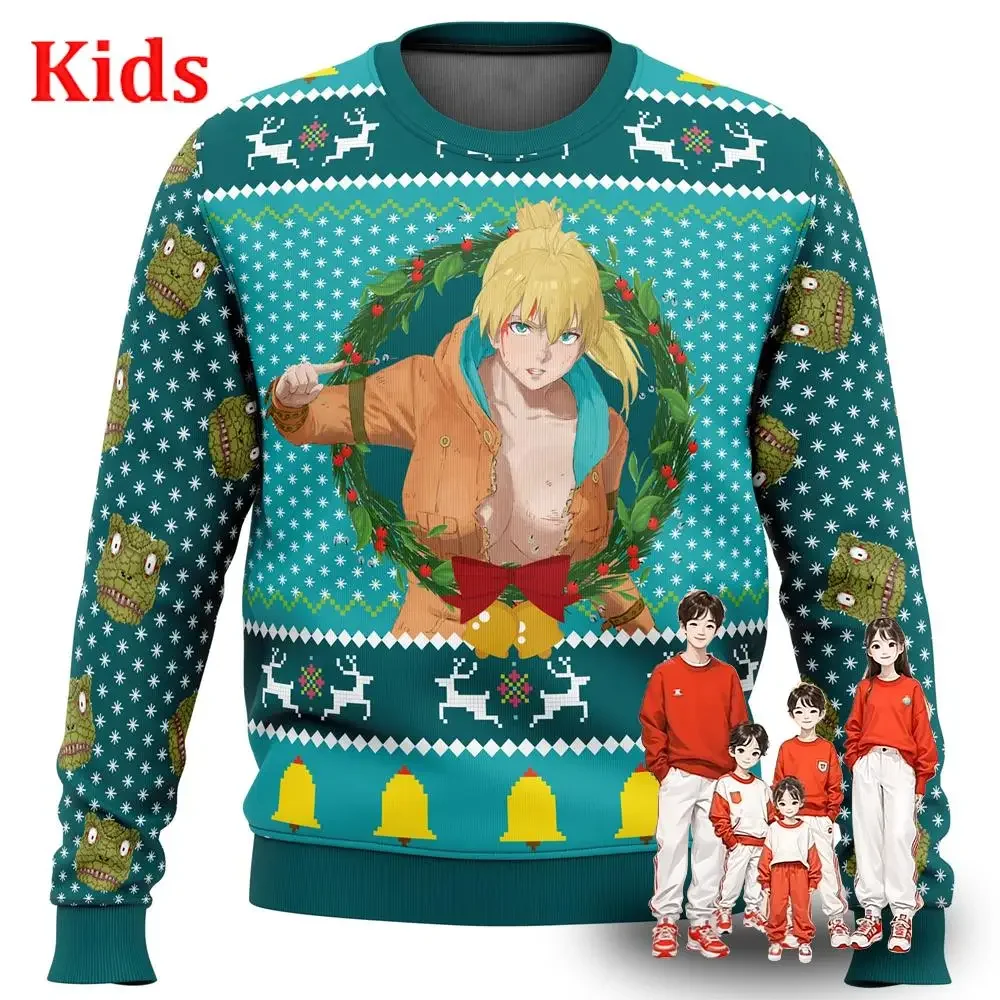 Kaiman Dorohedoro Ugly Christmas Sweater Christmas Sweater Gift Santa Claus Pullover Kids 3D Sweatshirt And Top Autumn And