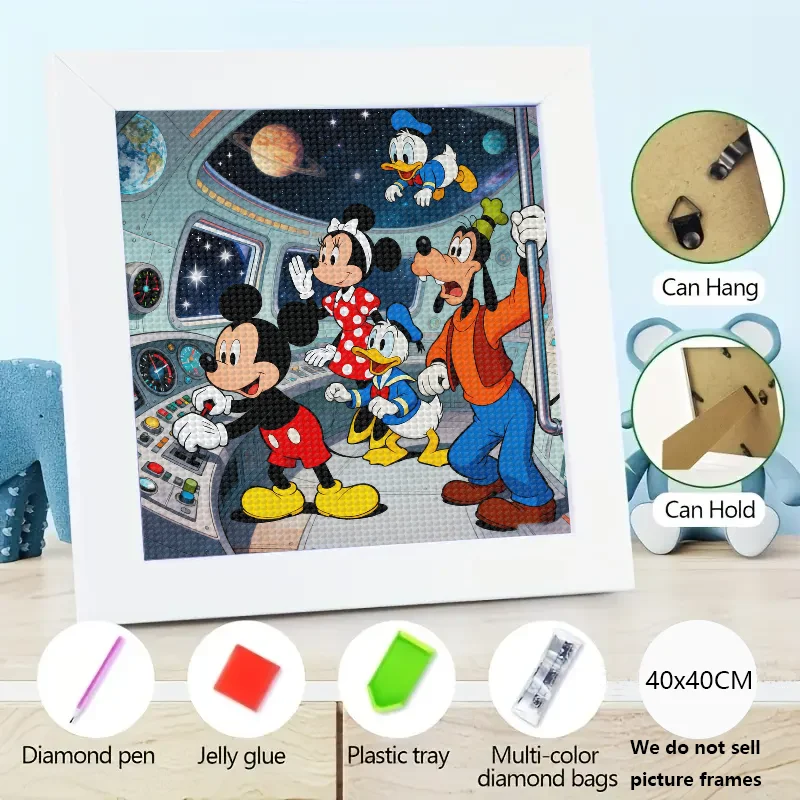 

1 шт. DIY 5D полный дрель комплект алмазной живописи, Дисней Микки Маус Минни Маус Дональд Дак Гуфи Космическое приключение Алмазное искусство, 40x4