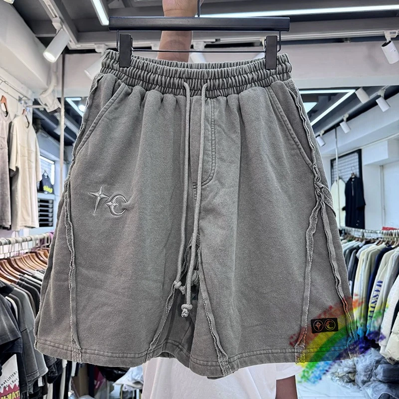 Vintage Patchwork THUG CLUB TC Shorts Men Women Best Quality Casual Jogger Drawstring Oversize Embroidery Breeches With Tags