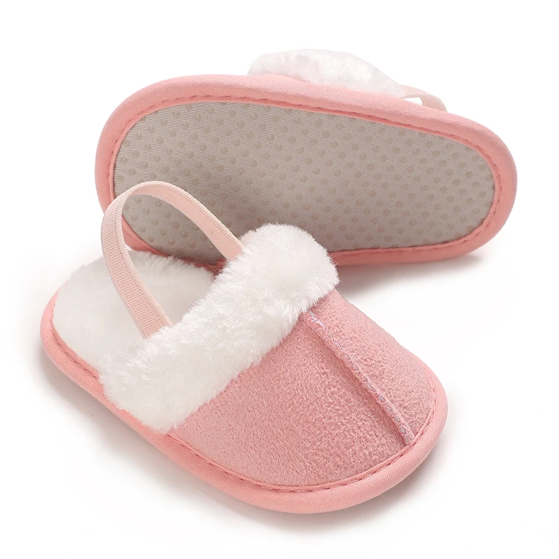 Comfortable Plush Baby Girl Slippers With Soft Bottom and Anti Slip Interior Cute and Warm Suitable For 0-1 Year Old Babies