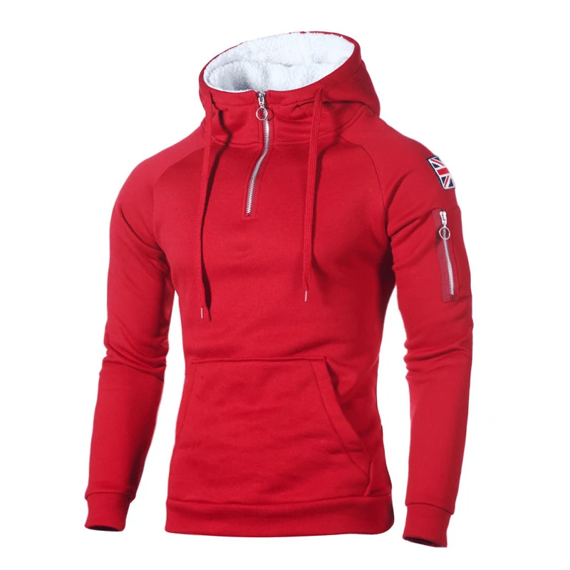 Men Hoodies Sweatshirts Fashion Zipper Long Sleeve Hooded Hoodie Mens Casual Hoody Outwear Hip Hop Streetwear Solid Hoodie Men