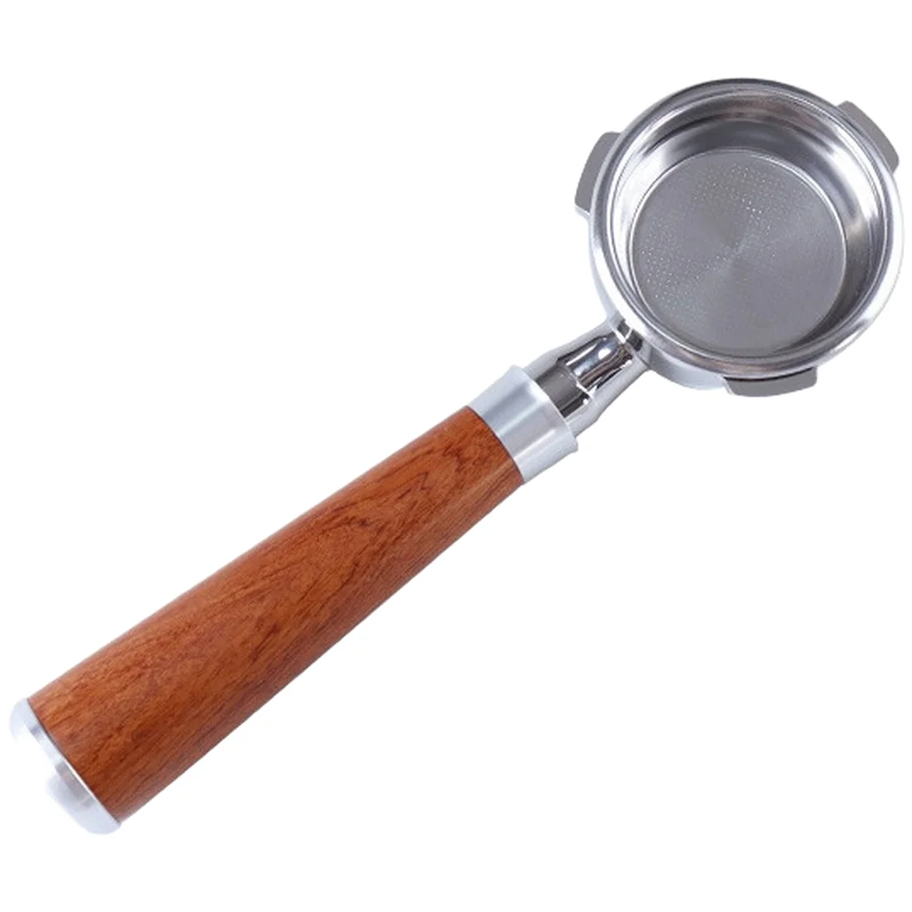 Stainless Steel 58mm Espresso Portafilter with Natural Wood Handle Compatible with For Barsetto Coffee Machines