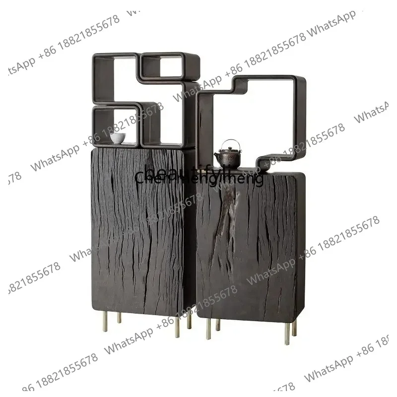 New Light Luxury-Black Wood Cliff Entrance Cabinet, Antique Shelf, Silent Style, Solid Ebony, Purple Sandalwood, Hall Zen
