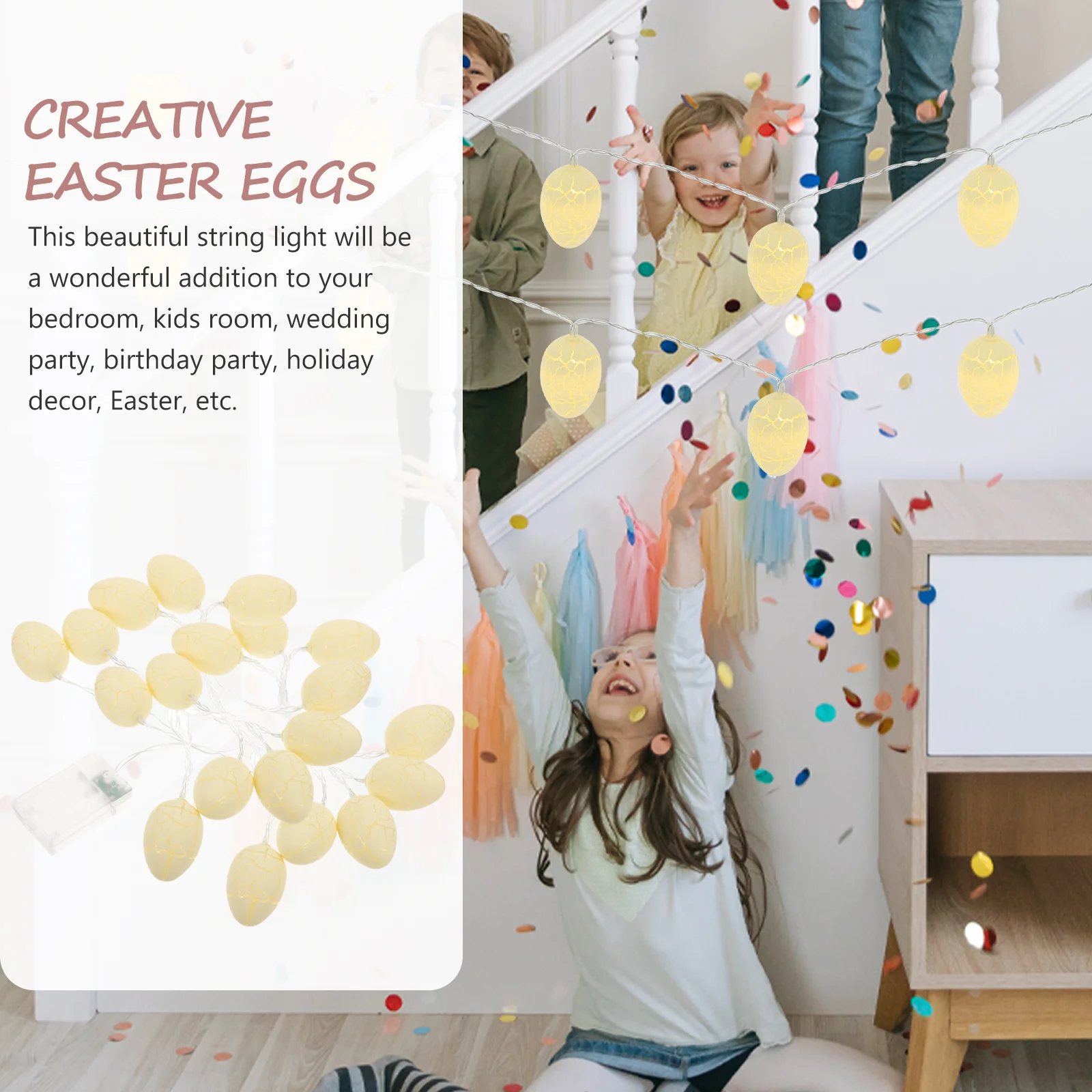 

Easter Egg LED String Light Operated 3 Meters 20 Leds Wedding Birthday Party Decor Fairy Lights for Bedroom Garden