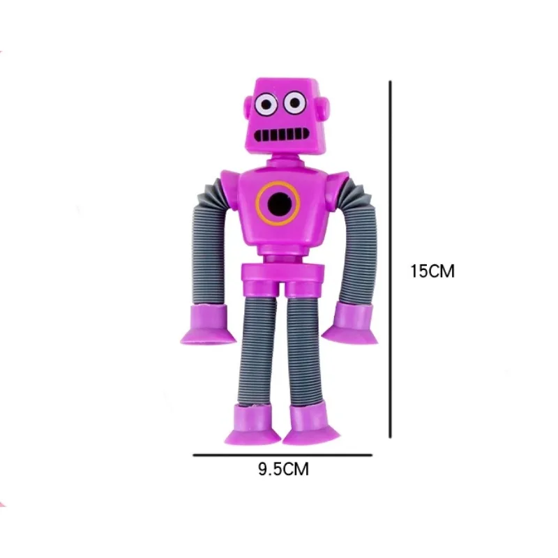 4PCS ยืดหุ่นยนต์ดูดของเล่นสําหรับเด็ก Bendable สนุกการศึกษา Sensory Play Bath Window Decor ปลอดภัยเด็กวัยหัดเดินของขวัญพลาสติก