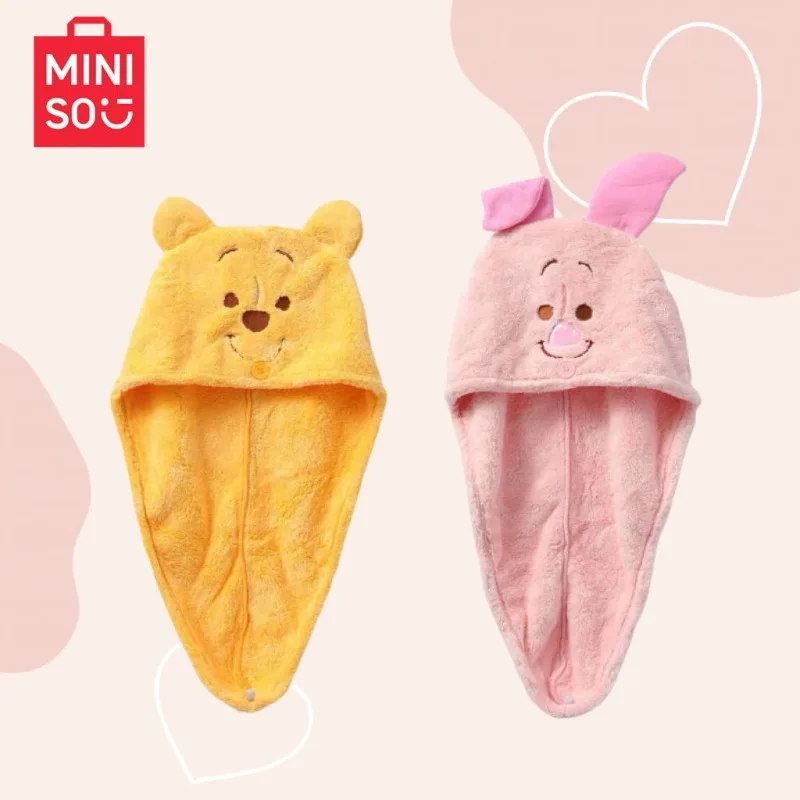 

Miniso Pooh Bear Hair Towel Kawaii Piglet Winnie Quick Dry Hat Super Absorbent Cap Bath Wrap Wipe Towels Kids Girl Women Gifts