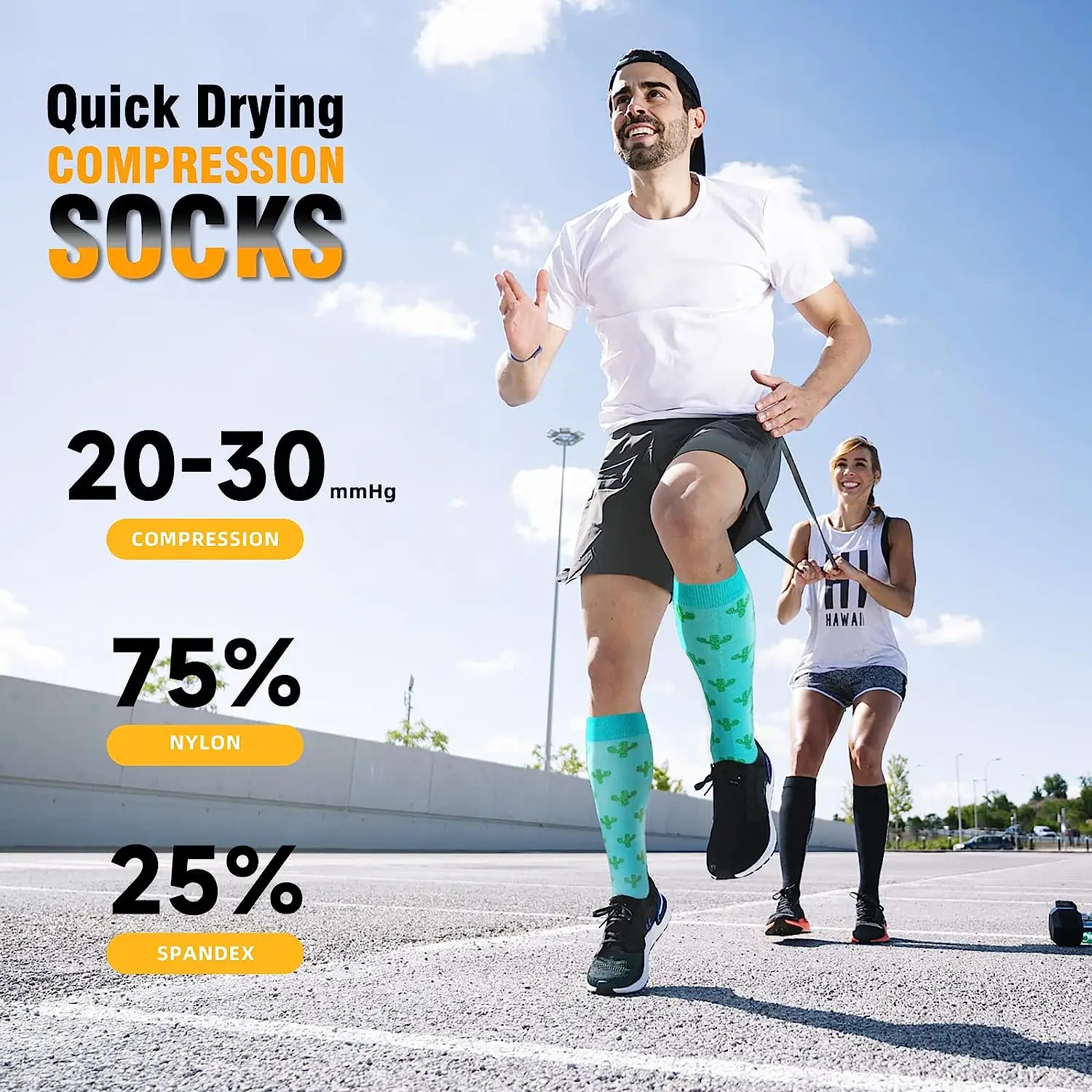 50 Styles Compression Socks Sports Happy Compression Socks Best for Anti Fatigue Pain Relief Knee High Men Women Socks