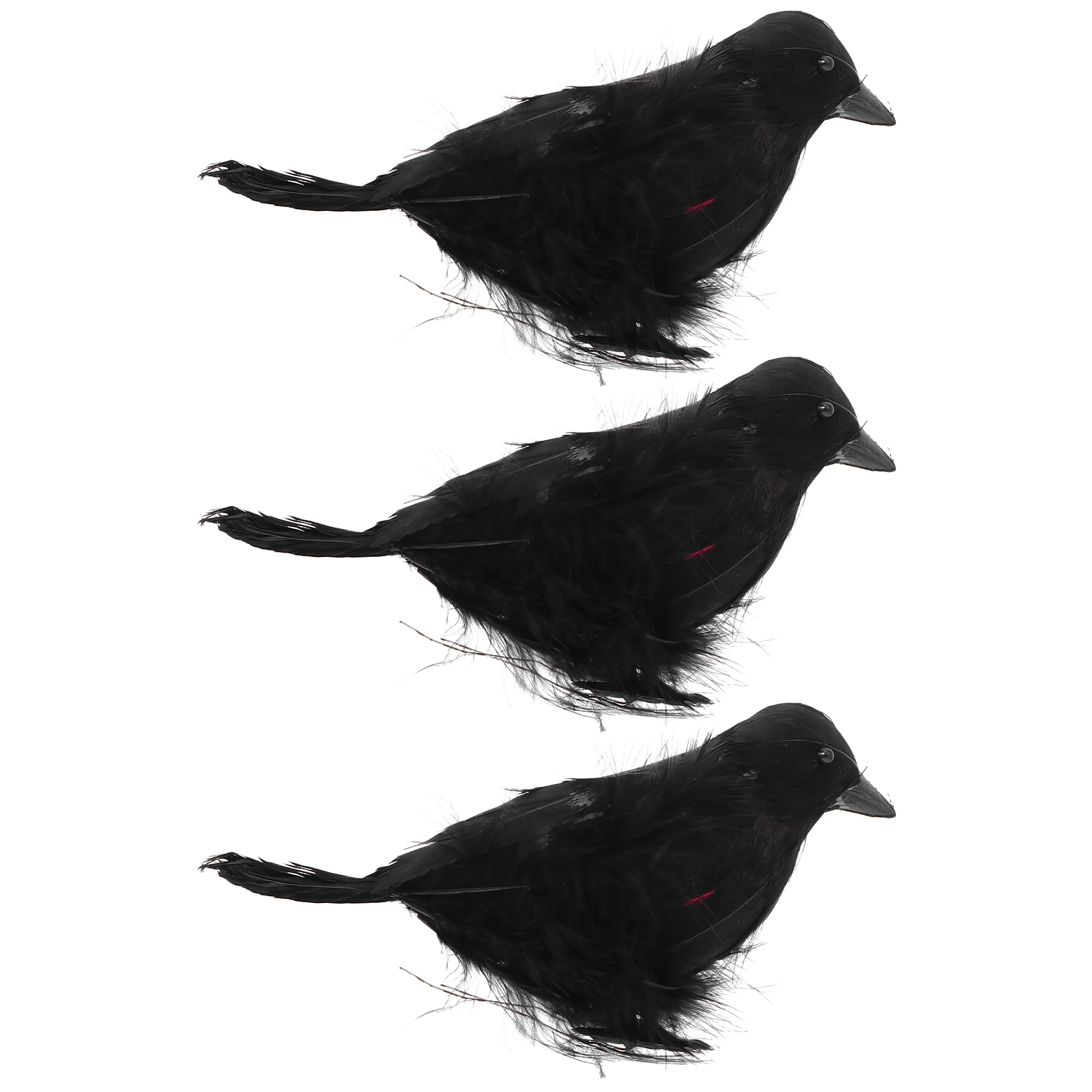 

3pcs Crow Ornament Halloween Decoration Black Simulated Durable Resin Bird Decor for Home Hotel Church Party