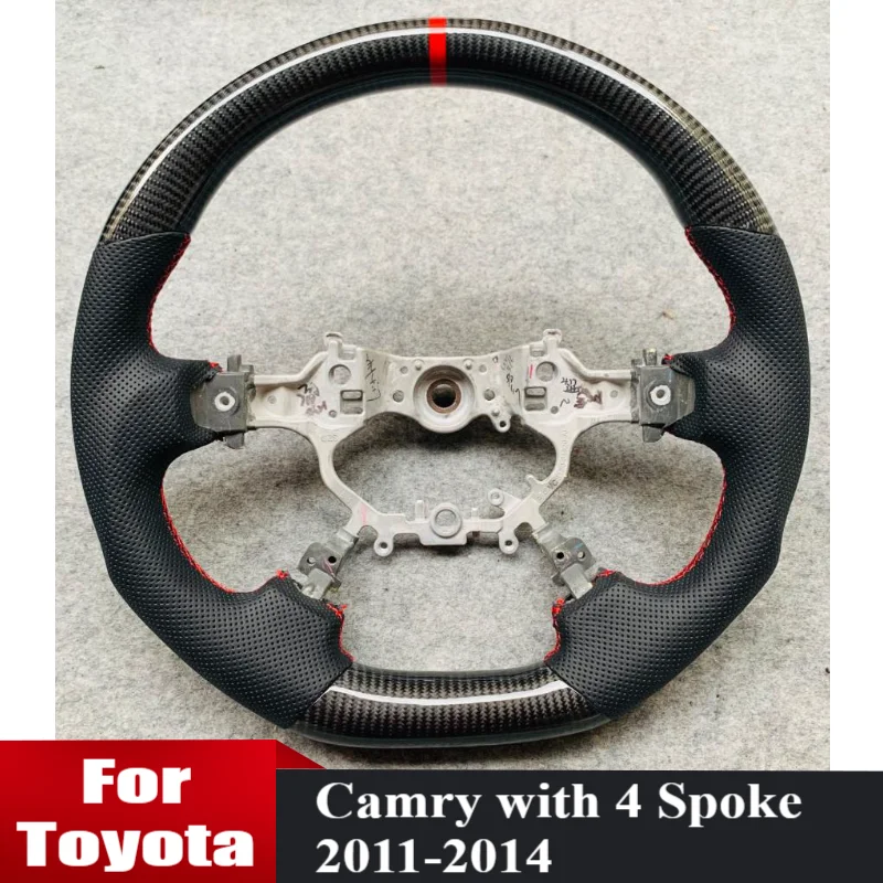 

Carton Fiber Steering Wheel For Toyota Camry 2011 2012 2013 2014 Perforated Leather Car Steering Wheel Auto Replacement Parts