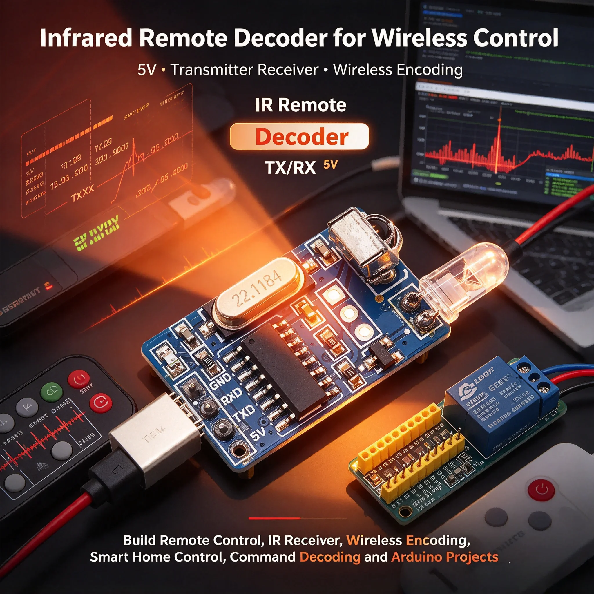 20Pcs 5V IR Remote Decoder Module Infrared Transmitter Receiver Wireless Encoding for Arduino